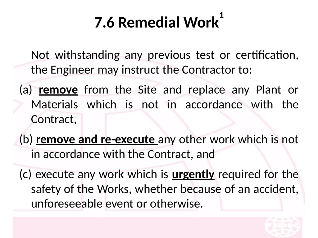 FIDIC Conditions of Contract for Construction - slide 104 of 250