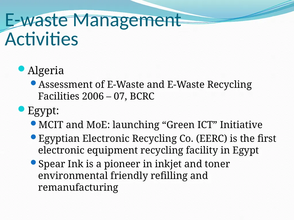 E-waste Management in the Arab Region: Status and - slide 19 of 32