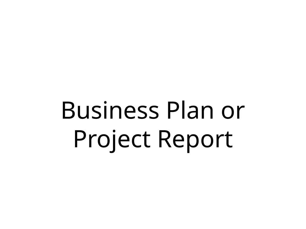 Business Plan or Project Report 1. What is a