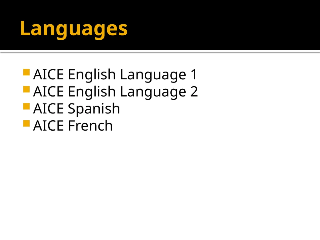 Cambridge A.I.C.E. Advanced International - slide 6 of 19