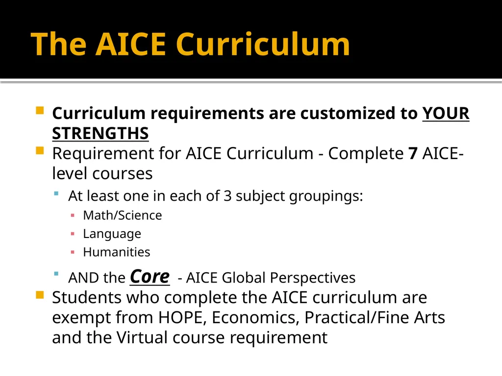 Cambridge A.I.C.E. Advanced International - slide 4 of 19