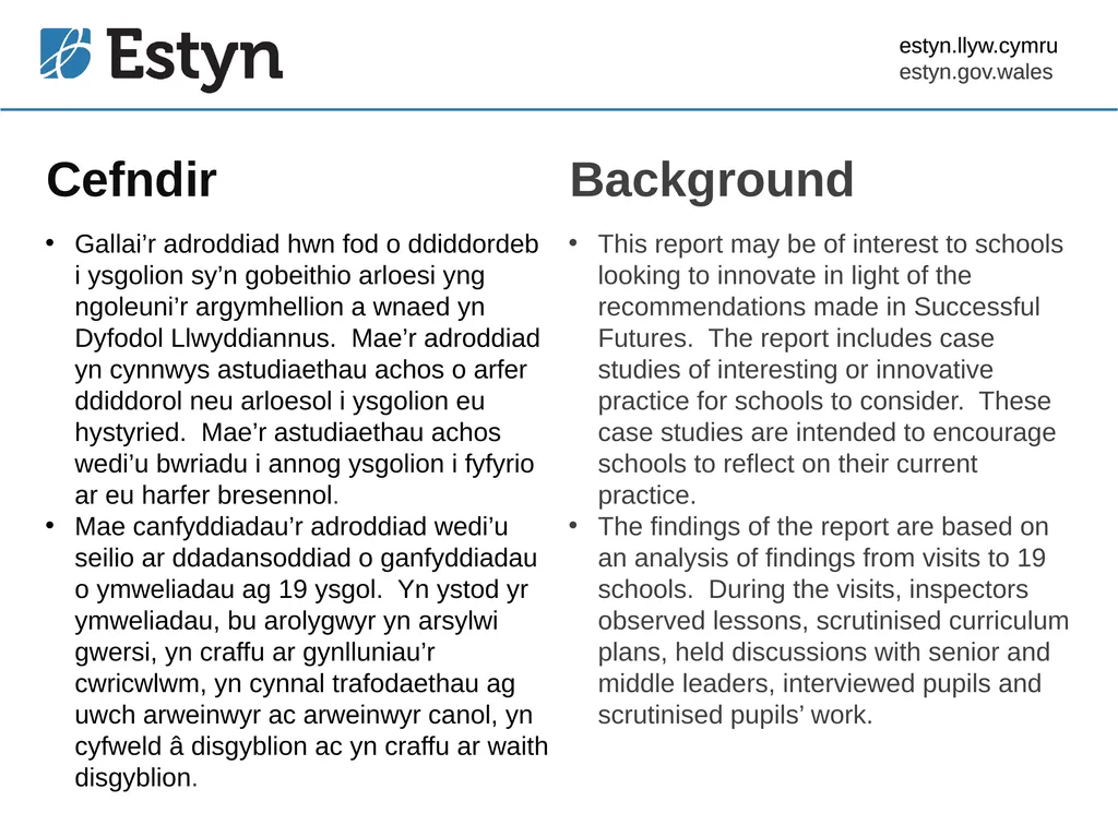 Title Welsh point 45 Arfer dda yn y dyniaethau - slide 2 of 24