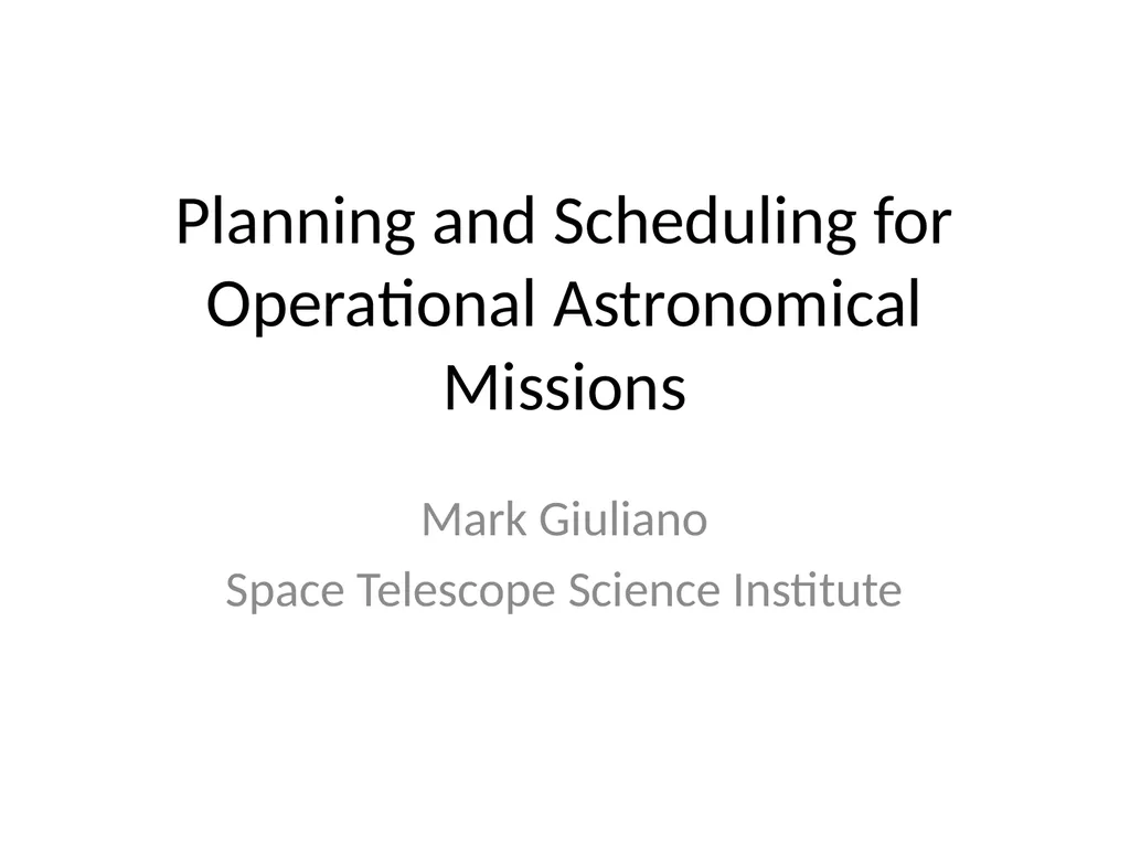 Planning and Scheduling for Operational