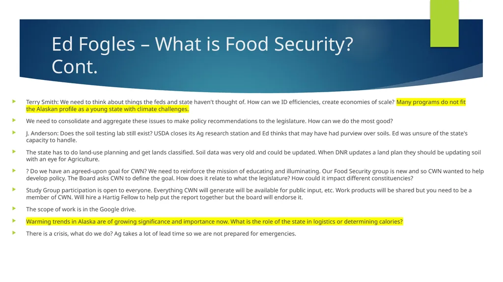 Commonwealth North: Food Security Study Group - slide 28 of 37