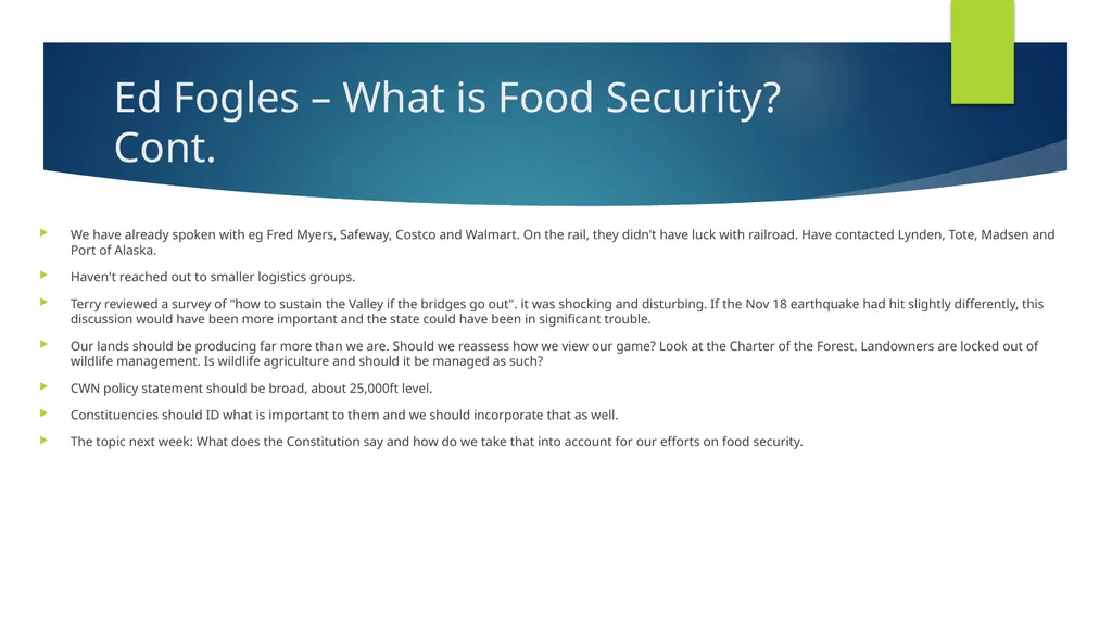 Commonwealth North: Food Security Study Group - slide 29 of 37