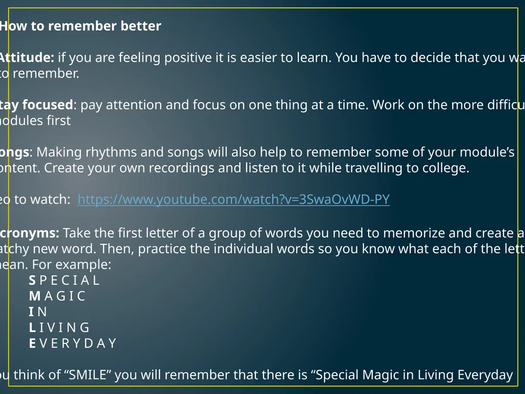MEMORY PLP MODULE 2 UNIT 2 LIFE SKILLS 2.1 The - slide 6 of 8