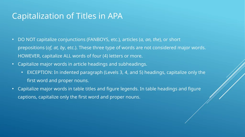 Capitalization of titles in apa, mla, and turabian - slide 5 of 19