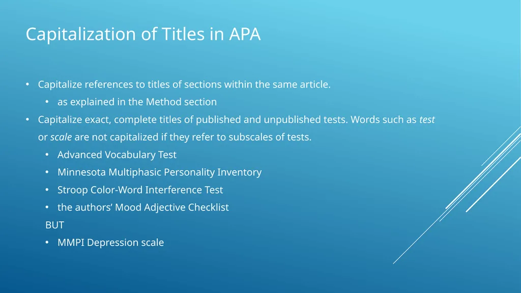 Capitalization of titles in apa, mla, and turabian - slide 6 of 19