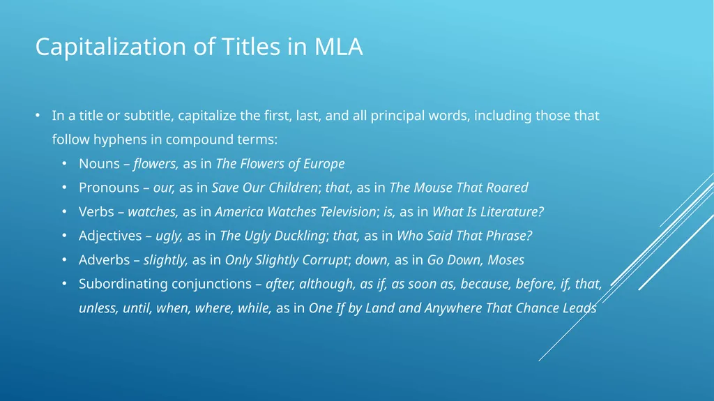 Capitalization of titles in apa, mla, and turabian - slide 11 of 19