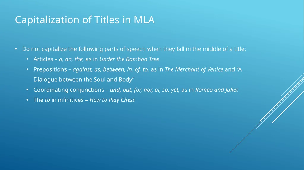 Capitalization of titles in apa, mla, and turabian - slide 12 of 19