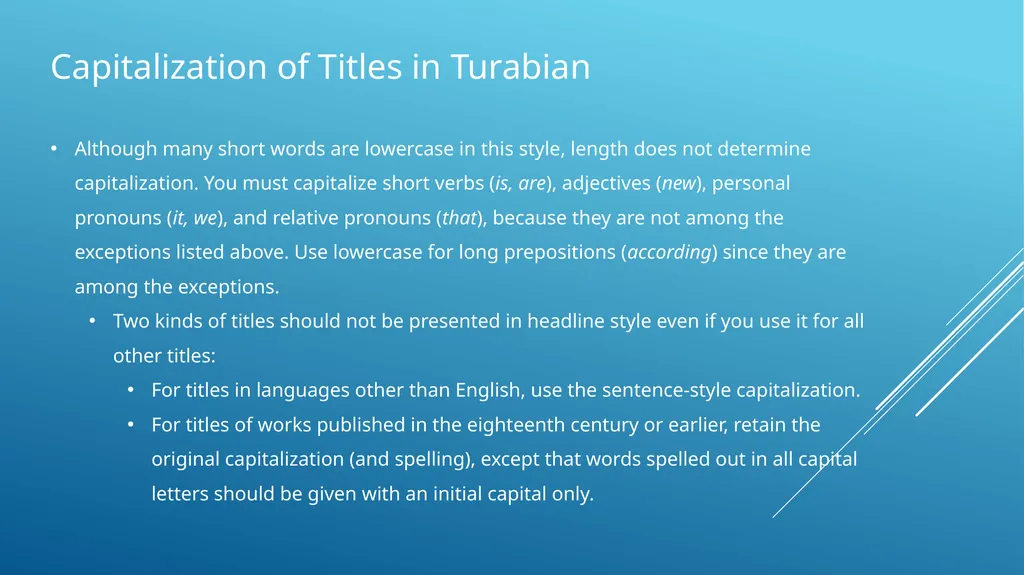 Capitalization of titles in apa, mla, and turabian - slide 17 of 19