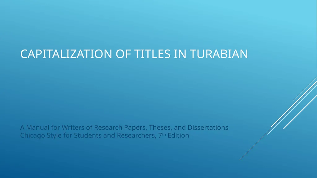Capitalization of titles in apa, mla, and turabian - slide 14 of 19