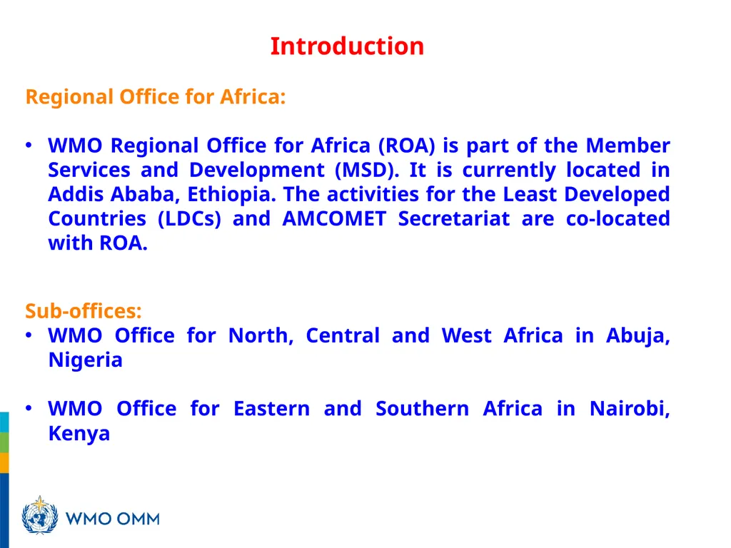 Role of WMO Regional Office for Africa in support - slide 2 of 18