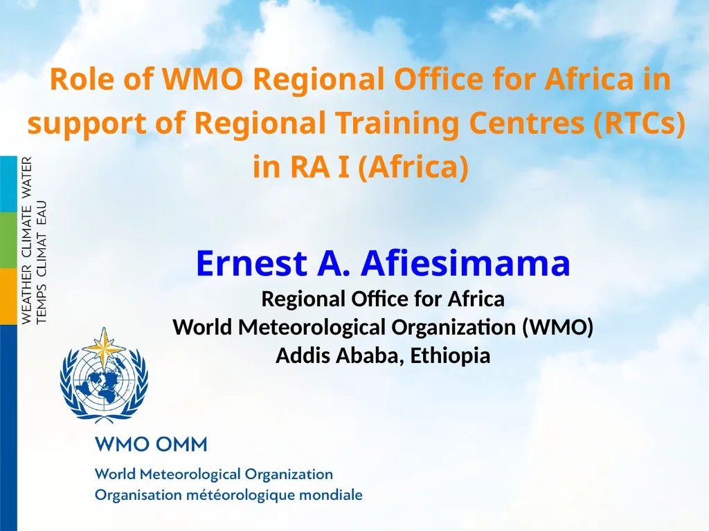 Role of WMO Regional Office for Africa in support - slide 1 of 18
