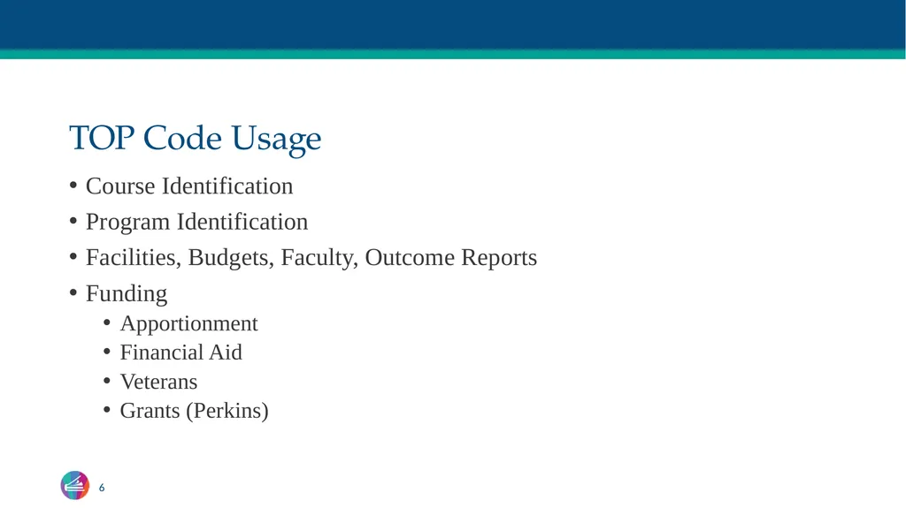 TOP Codes: What Are They? Craig Rutan, ASCCC Data - slide 6 of 38