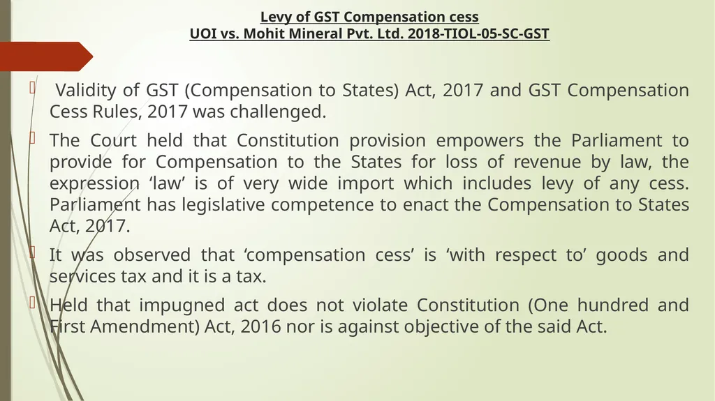 Important Judicial Pronouncements in GST CA - slide 3 of 132