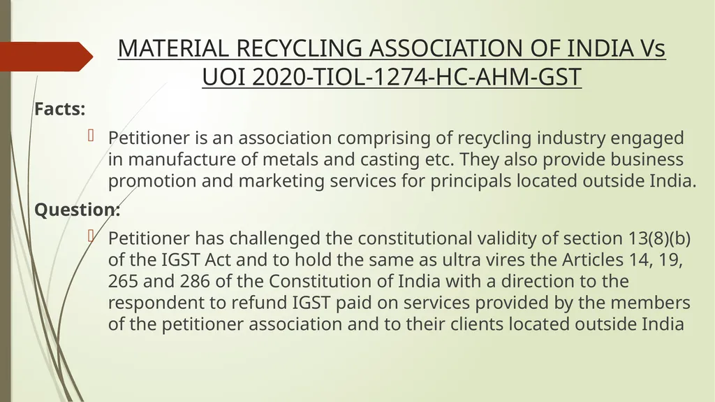 Important Judicial Pronouncements in GST CA - slide 15 of 132