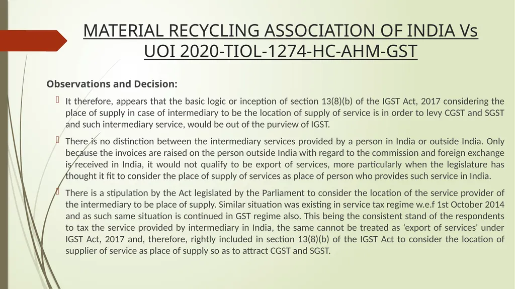 Important Judicial Pronouncements in GST CA - slide 17 of 132