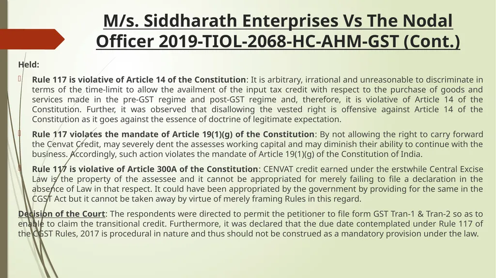Important Judicial Pronouncements in GST CA - slide 46 of 132