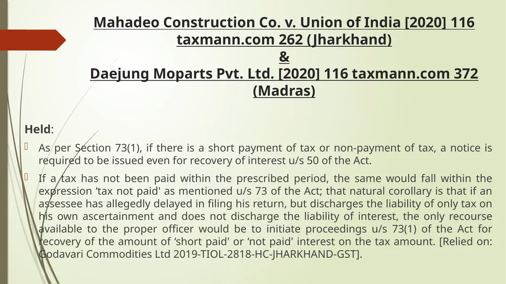 Important Judicial Pronouncements in GST CA - slide 86 of 132