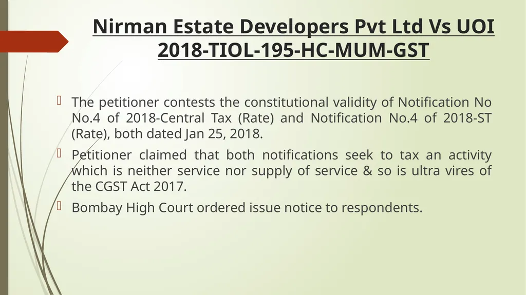 Important Judicial Pronouncements in GST CA - slide 10 of 132