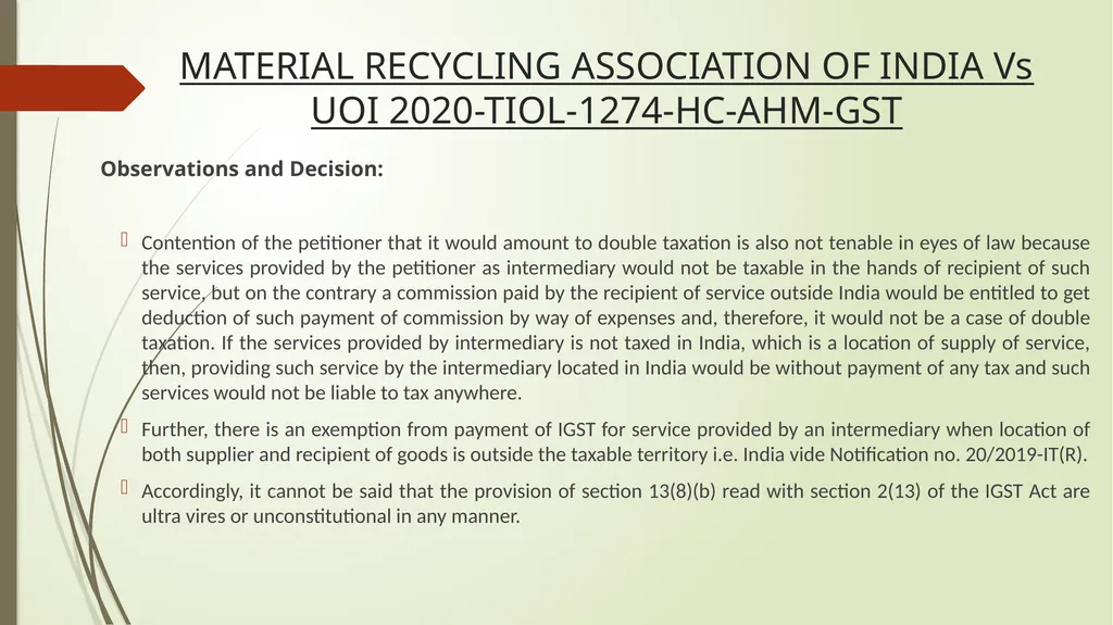 Important Judicial Pronouncements in GST CA - slide 18 of 132