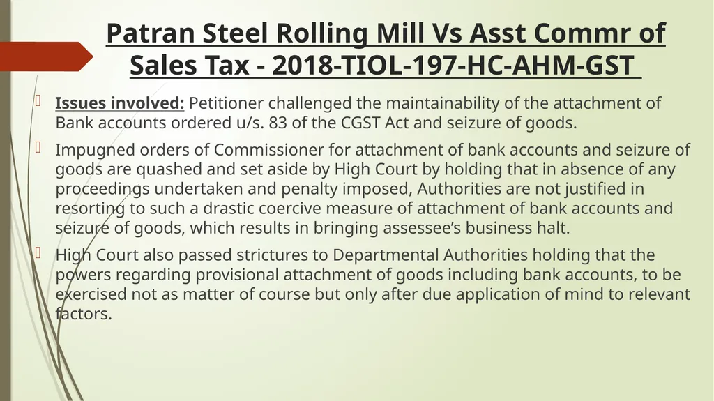 Important Judicial Pronouncements in GST CA - slide 128 of 132