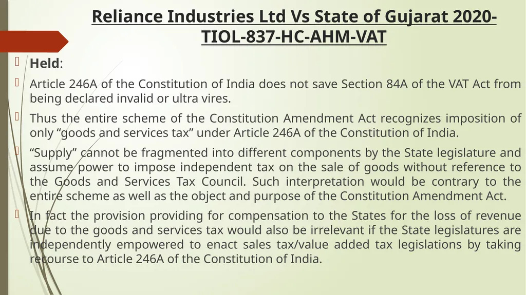 Important Judicial Pronouncements in GST CA - slide 25 of 132