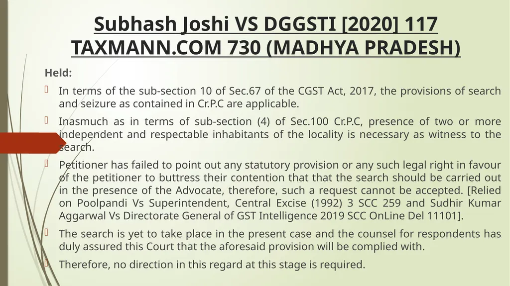 Important Judicial Pronouncements in GST CA - slide 127 of 132