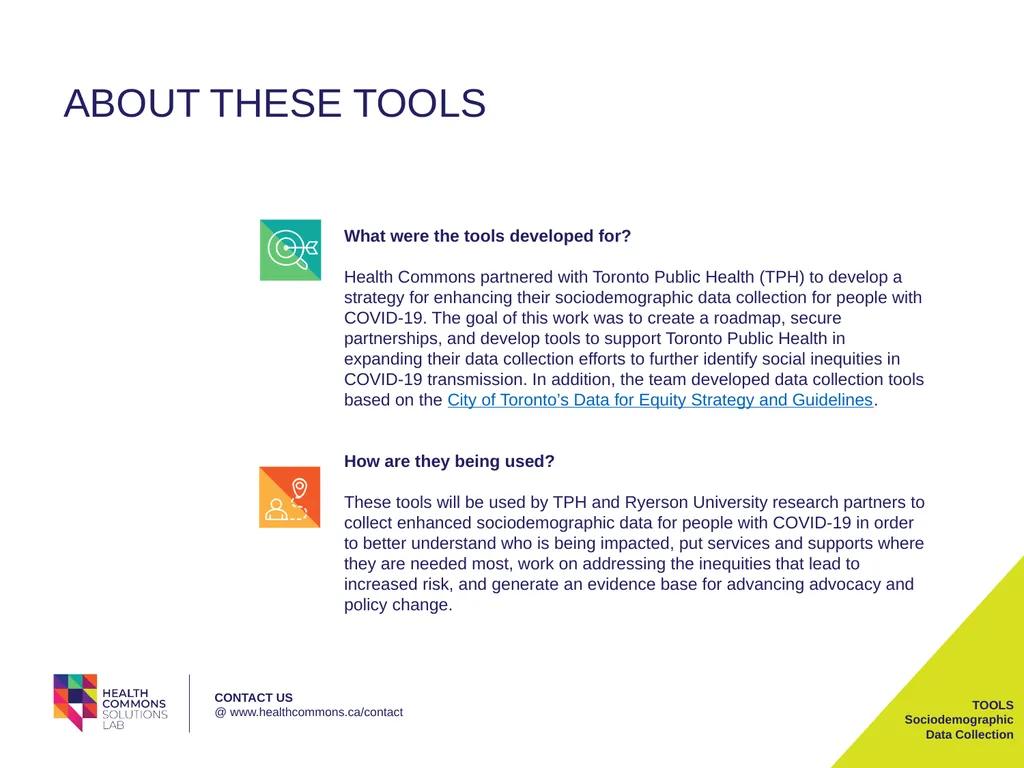 TOOLS Sociodemographic Data Collection IN A - slide 3 of 36