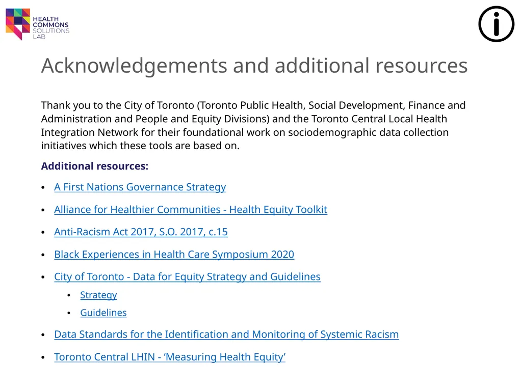 TOOLS Sociodemographic Data Collection IN A - slide 36 of 36