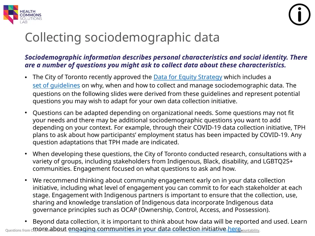 TOOLS Sociodemographic Data Collection IN A - slide 8 of 36