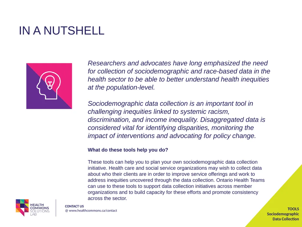 TOOLS Sociodemographic Data Collection IN A - slide 2 of 36