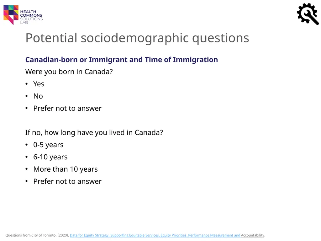 TOOLS Sociodemographic Data Collection IN A - slide 13 of 36