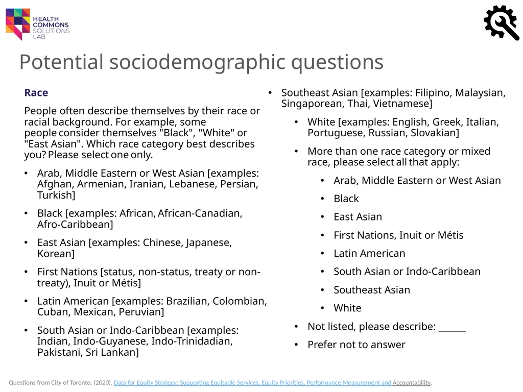 TOOLS Sociodemographic Data Collection IN A - slide 16 of 36