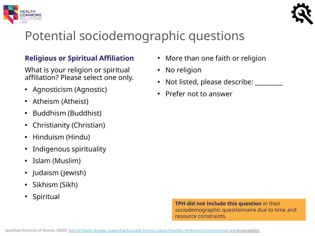 TOOLS Sociodemographic Data Collection IN A - slide 17 of 36