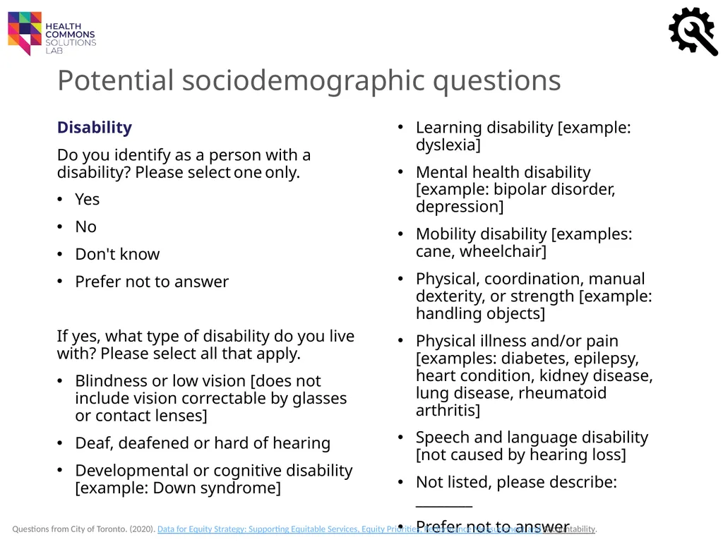 TOOLS Sociodemographic Data Collection IN A - slide 18 of 36