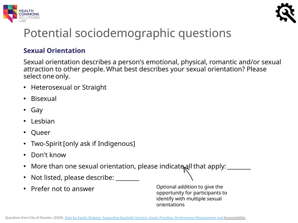 TOOLS Sociodemographic Data Collection IN A - slide 20 of 36