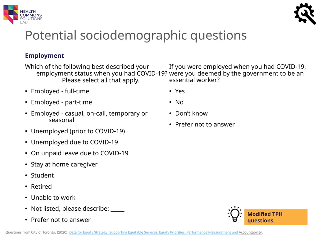 TOOLS Sociodemographic Data Collection IN A - slide 23 of 36