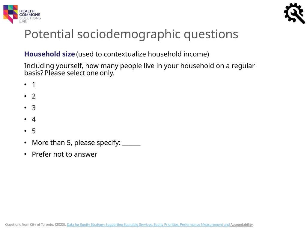 TOOLS Sociodemographic Data Collection IN A - slide 26 of 36