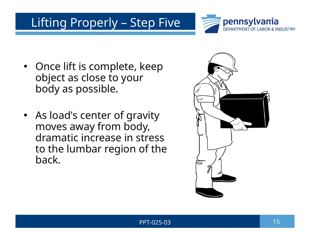 SAFE LIFTING/MATERIAL HANDLING 1 PPT-025-03 Bureau - slide 15 of 37