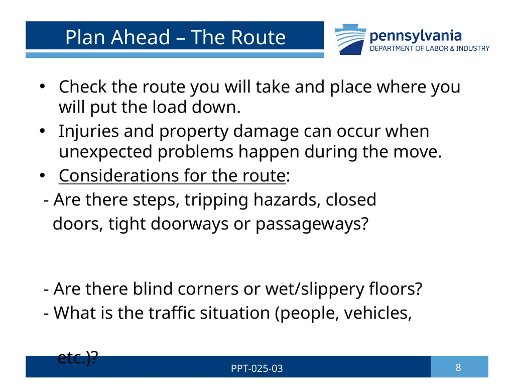 SAFE LIFTING/MATERIAL HANDLING 1 PPT-025-03 Bureau - slide 8 of 37
