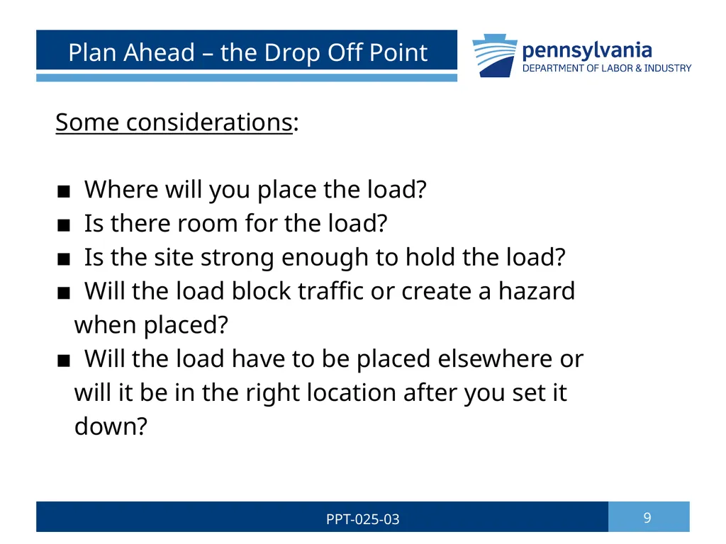 SAFE LIFTING/MATERIAL HANDLING 1 PPT-025-03 Bureau - slide 9 of 37
