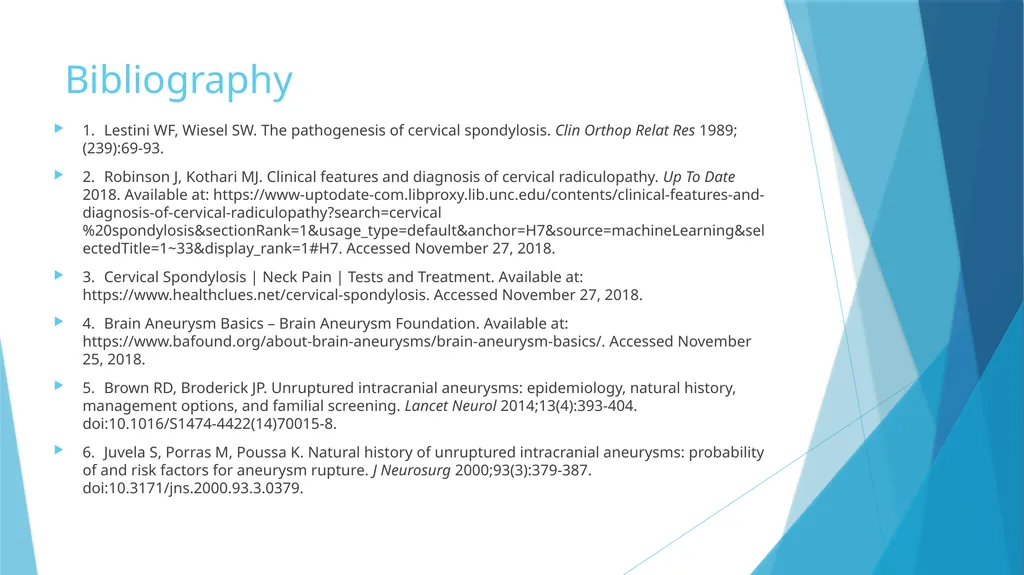 Cervical Spondylosis: A Case Study Leslie Rainey - slide 17 of 18