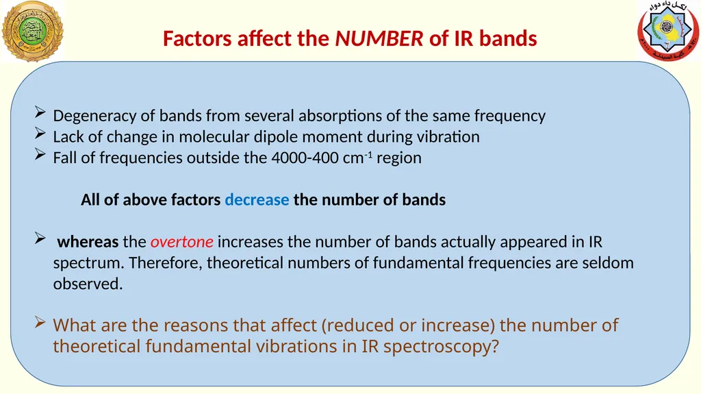 Sample preparation and factors affect IR bands The - slide 14 of 14