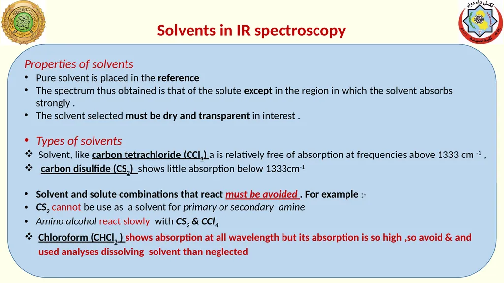 Sample preparation and factors affect IR bands The - slide 3 of 14