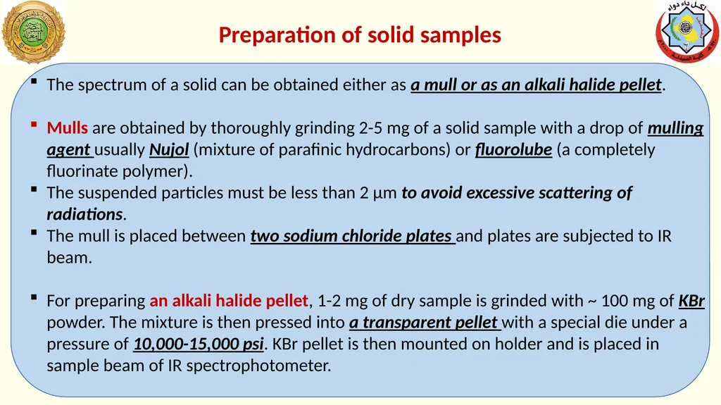 Sample preparation and factors affect IR bands The - slide 2 of 14