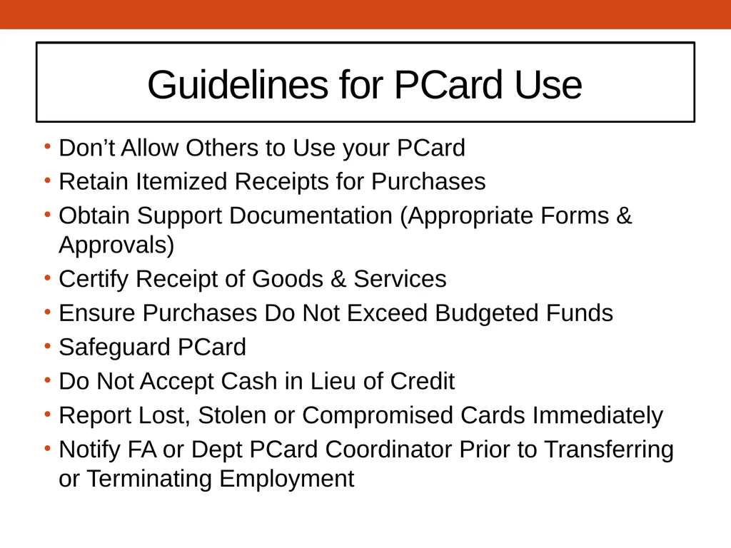PCARD TRAINING for Cardholders Office of - slide 19 of 52