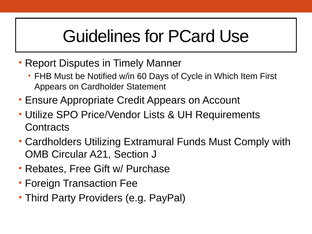 PCARD TRAINING for Cardholders Office of - slide 20 of 52