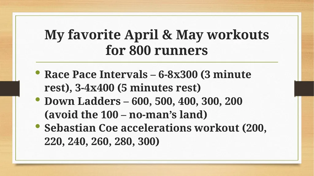 400 / 800 Meter Training for High School Athletes - slide 11 of 15